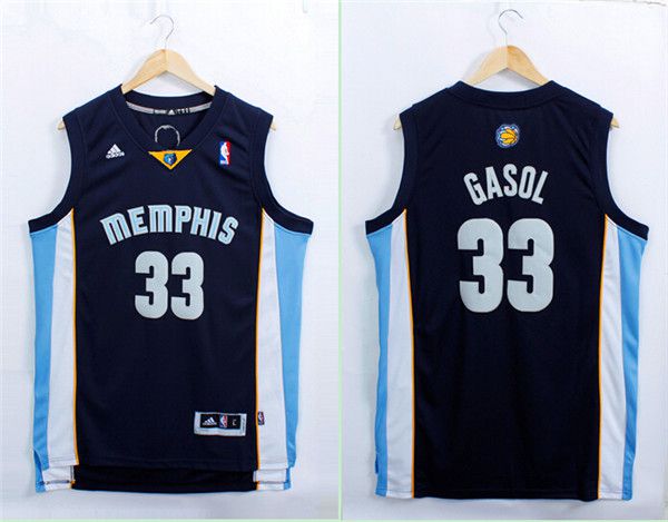 Men Memphis Grizzlies 33 Gasol Blue Adidas NBA Jerseys